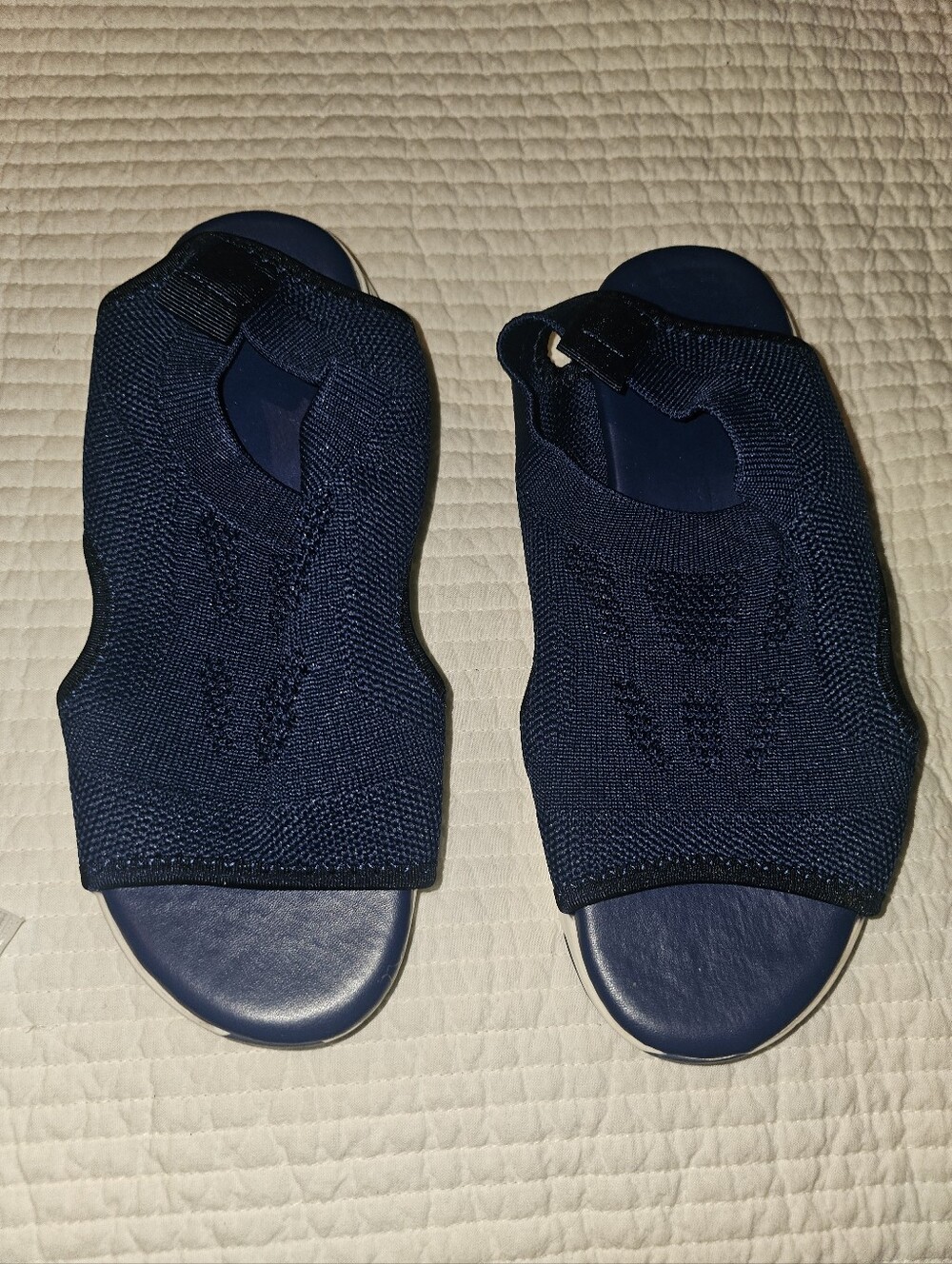 Women’s Navy Knit Slide Sandals